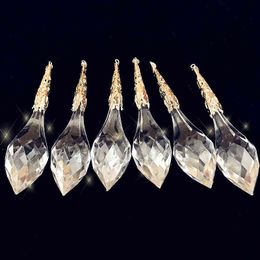 6pc/lot 10cm Acrylic Icicle Wedding Decoration Hanging Drop Christmas ornament Accessories Transparent Diamond 211109