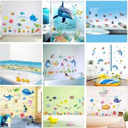 tile wholesalers UK - Wall Stickers Underwater Starfish Sticker For Living Rooms Cartoon Height Rule Kids Game Room Home Decor Decals Murals