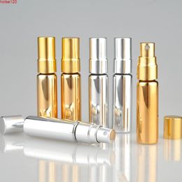 5ML UV Gold Parfum Travel Spray Perfume Bottle Makeup Portable Empty Cosmetic Containers with Aluminium Pump 100pcs/lotgoods