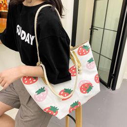 Evening Bags Chinese Style Strawberry Printing Pu Leather Tote For Women 2021 Fashionable Kawaii Cute One Shoulder Crossbody