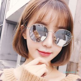 luxury- 2021 new women's round face large frame anti ultraviolet Sunglasses Korean star net red driving glasses
