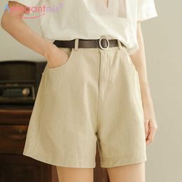 Aelegantmis Loose High Waist Solid Shorts Women Korea Chic Casual Vintage Female Boyfriend Straight Wide Leg Soft Summer 210607