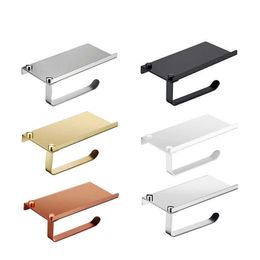 Polished Chrome Gold Silver Black Toilet Paper Holder Stainless Steel Wall Mount Tissue for Phone 210709