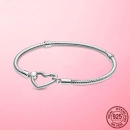 jewelry closures Australia - Trendy Femme Bracelet 925 Sterling Silver Moments Heart Closure Snake Chain for Women Pulseras Mujer Jewelry Making