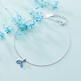 COLUSIWEI Authentic 925 Sterling Silver Simple Cute Mermaid Tail Anklet for Women Animal Foot Chain Fashion Fine Jewellery