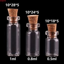 0.5ml 0.8ml 1ml Mini Glass Bottles with Cork Stopper Empty Spice Jars Gift Crafts Vials 300pcsgoods