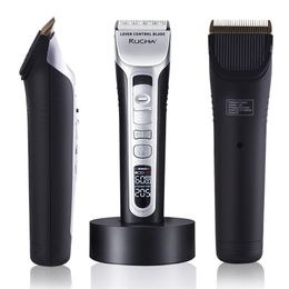 RUCHA Barber Electric Hair Clipper Rechargeable Trimmer Ceramic Blade LCD Display Salon Men Cutting Machine 220216