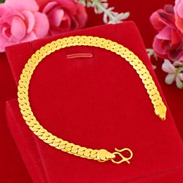 5mm Thin Flat Bracelet Wrist Chain Women Men Jewelry 18k Yellow Gold Filled Classic Fashion Gift