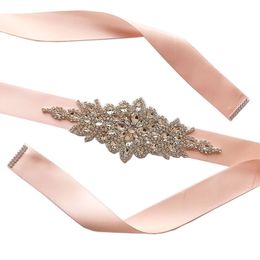 Wedding Sashes For Bride Bridal Dresses Belts Rhinestone Crystal Ribbon From Prom Handmade Sashes