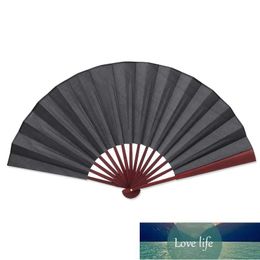 Decorative Objects Men Folding Bamboo Blank Fan Wedding Party Gift Foldable Silk Handheld Fan (Black)