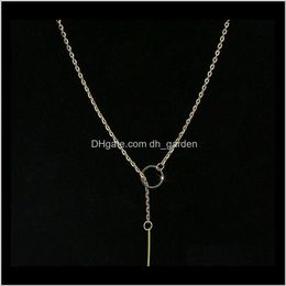 & Pendants Drop Delivery 2021 Simple Design Women European Style Gold Plated Pendant Necklace Lady Fashion Chain Necklaces Clavicle Jewellery A