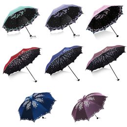 Quality Folding Umbrella For Women Brand Travel Anti-UV Windproof Rain Flower Modish Female Sun Girl Parasol Pocket Umbrellas 211124