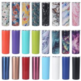 20 OZ Sublimation Creative Skinny Tumblers Cup Mugs Tie-Dye Colorful Stainless Steel Vacuum Insulated Tapered Slim DIY Car Coffee Mug 24 Colors
