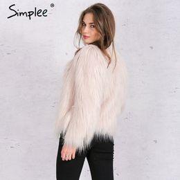 Faux fur women plus size jacket coat Black hairy o neck front button tassel outerwear Winter casual long sleeve overcoat 210414