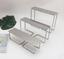 Stainless steel three piece stool frame Commercial Furniture metal wire flow table high and low shoe bag display tables192T