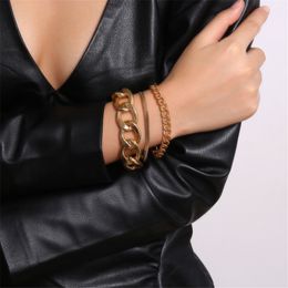 Exaggerated Vintage Retro Flat Snake Chain Link Bracelet Hand Punk Pulseras Couple Bracelets Men Women Gothic Jewelry