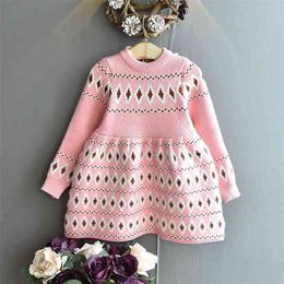 Gooporson Winter Girls Christmas Long Sleeve Princess Dress Embroidery Knit Sweater Dress Cute Little Kids Clothes Fall Costume 210715