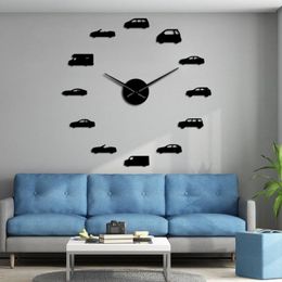 Wall Clocks Transportation Cars DIY 3D Acrylic Clock Sports Car Automotive Quartz Watch Battery Operated Mirror Surface Reloj Pared