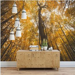 living style wallpapers beautiful scenery of European maple forest 3d landscape wallpaper