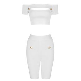 Women Two Piec Set Sexy Top And Shorts Summer Short Sleeve Casual Bandage Joggers Outfit Woman 210515