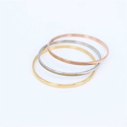 Suitable for 3-8 Year-old Children's Bangles Stainless Steel Jewelry 3 Pieces/set 3mm Bracelets & Bangles Simple Lh220 Q0717