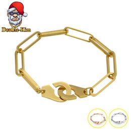 Handcuffs Bracelet Hip-Hop Street Culture Titanium Stainless Steel Material Gold Chain Men Fashion Trendy Jewellery Gift Link,