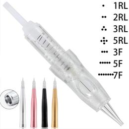 Disposable PMU Needle Cartridge for Cordless Machine 1 2 3 5 RL Powder Brows Microblading Shading Eyeliner Lip Tattoo Supplies 211229