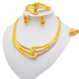 Earrings & Necklace Fashion Wedding Dubai Africa Nigeria African Jewellery Set Gold-Color For Woman Bridal Party Gift Se