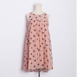 Pink O Neck Polka Dot Mini Tank Sleeveless Dress Sweet Summer Zipper D1375 210514