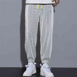 Summer Men's Trousers Ice Silk Fashion Casual Trend Micro-Elastic Comfort Three Colour Sizes From M To 4XL 210715