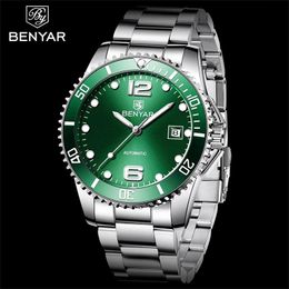 Wristwatches BENYAR Mechanical Watches Men's Top Brand Automatic Military Waterproof Watch Luxury Stainless Steel Reggio Mangoro