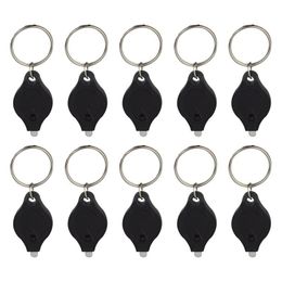 Flashlights Torches 4/10pcs Plastic LED Keychain Ultra Bright Key Ring Mini Light Torch For Purse Bag Car (Black Shell White Ligh