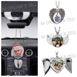 Sublimation Wings Necklaces Pendants Party Favour Blanks Car Pendant Angel Wing Rearview Mirror Decoration Hanging Charm Ornaments