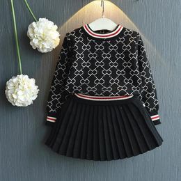 Girls Dress Set Thick Long Sleeve Sweater Shirt and Skirt 2 Pcs Clothing Suit Spring Outfits for Kids 90cm-130cm