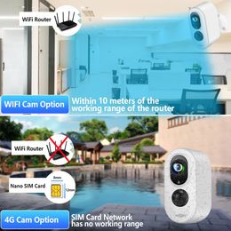 outdoor 3g camera UK - 4G WIFI Camera 3MP HD Outdoor up to 10m Wireless 3G SIM Card Built-in Rechargeable Battery Home Security Long Time Standby