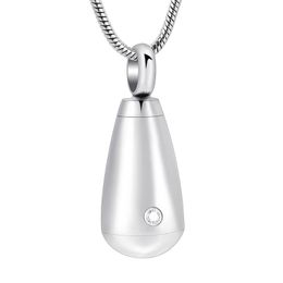 Pendant Necklaces Inlay Clear/Black Zircon Teardrop Mini Cremation Jewellery Stainless Steel Keepsake Necklace For Human Pet Ashes Wholesale