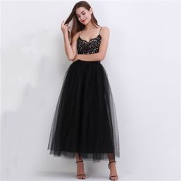 4 Layers 100cm Maxi Long Tulle Skirt Elegant Princess Fairy Style Tutu Skirts Vintage Bouffant Puffy Fashion Skirt 220611