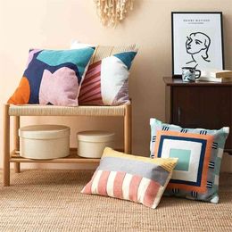 Cushion Cover 45x45cm/30x50cm Abrstract Gometric Pillow Case Cover Soft Cosy Home Decoration for living room Kids Room Colour Block 210401