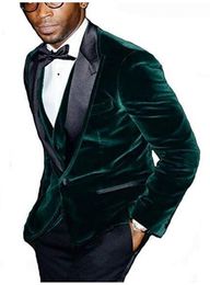 Men's Suits & Blazers Latest Coat Pant Designs Green Velvet Single Breasted Men Slim Fit 3 Pieces Tuxedo Custom Made Groom Prom TernosMen's