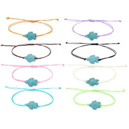 Vintage Cute Blue Sea Turtle Charm Bracelets for Men Women Simple Waterproof Wax Rope Bracelet Anklet Jewelry