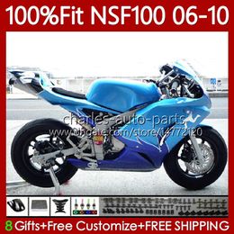 Race Fairing For HONDA Fibreglass NSF100 NSF-100 NSF 100 2006 2007 2008 2009 2010 Bodywork 116No.68 NS-F100 06 07 08 09 10 Light Cyan Injection Mould Glass Fibre Body