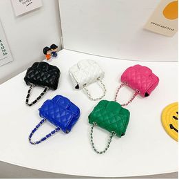 Girls princess mini purse metal letter handbags kids quilted chain single shoudler bags children bag Mini wallets