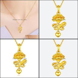 Pendant Necklaces Sand Gold Flower Necklace Women Vintage Link Chain Jewellery Gifts Carnation Nec Baby Dhxlm