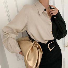 Women's Blouses & Shirts Puff Sleeve Women Blouse 2022 Spring Office Lady Button Turn Down Collar For Plus Size Ladies Fashion Clothing