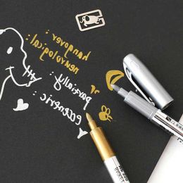 Metal Gold Silver Color Paint Pen Pen Technology Decoration Craftwork Crafts Art Painting Metalic Fabric Marker Pens Stationery