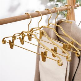 5pcs Anti-slip Trouser Hangers Clothes Hangers Metal Aluminium Alloy Traceless Dress Pants Drying Rack Wardrobe Storage Racks 220408