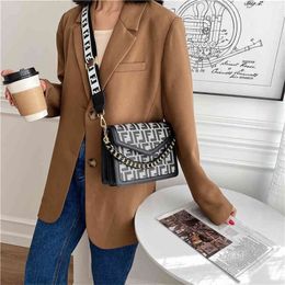 handbag Autumn and winter city simple single shoulder wide belt chain Fashion Styling 65% Off handbags store sale