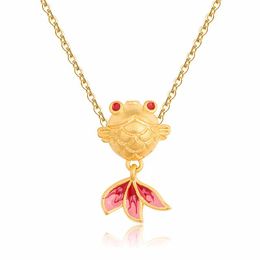 Lockets Chic Cute Enamel Small Goldfish 24k Gold Filled Pendant Necklaces Choker Chain Jewellery Bijoux Birthday Gifts Trendy Accessories