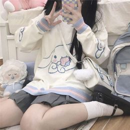 Women's Sweaters Winter Warm Jumper Girls Preppy Style Cartoon White Clothes Y2k Japanese Kawaii Knitted Sweater Women Cute PulloverWomen's