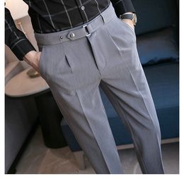 9 Part for Men Pleated Pants Korean Fashion Ankle Length Streetwear Casual Pant Mens Formal Trousers Slacks Chinos 2024 New Brand